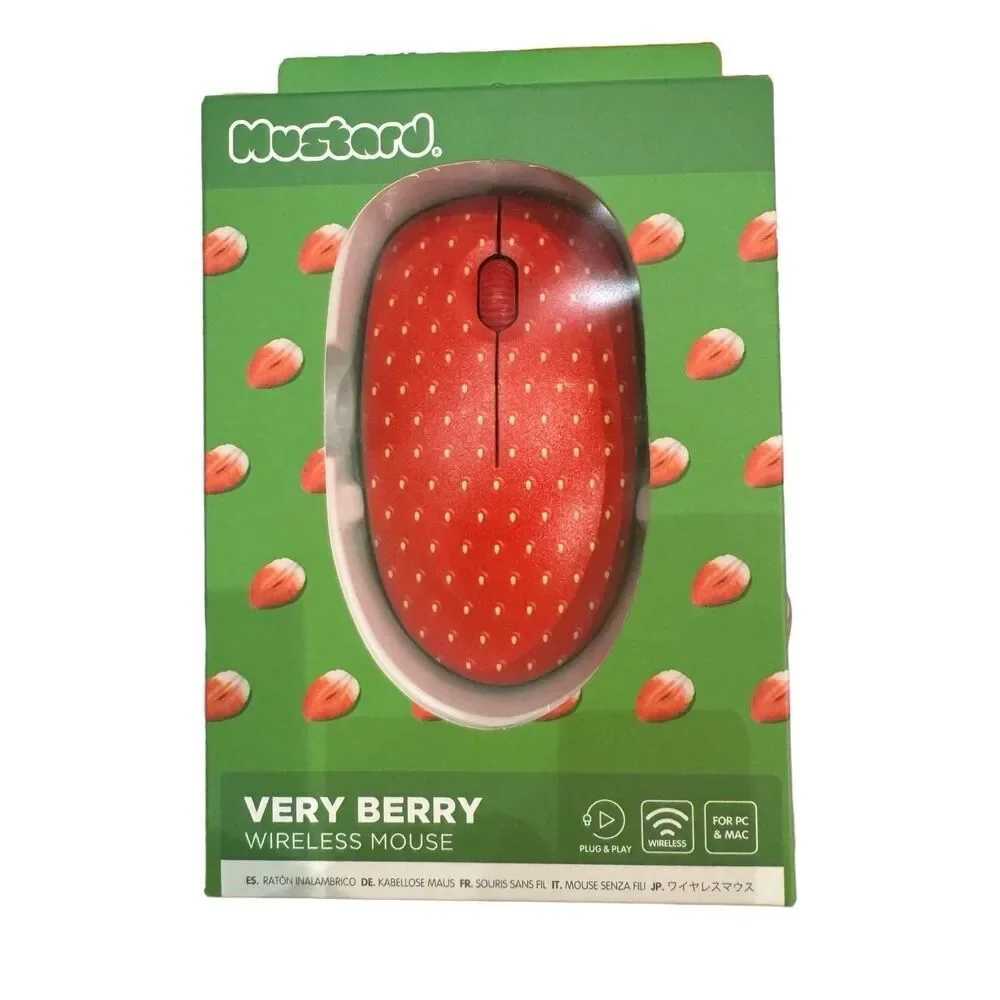 Wireless “Very Berry” Computer Mouse Strawberry Red Green Color Cute Playful Kaw